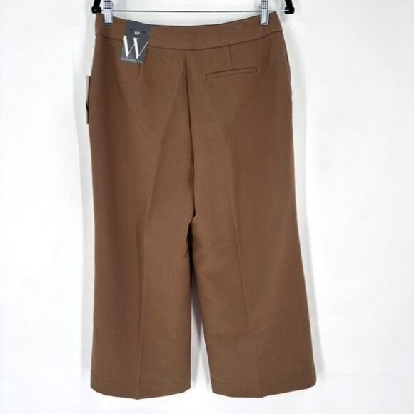 Worthington NWT Women’s Wide Leg Cropped Trouser Pants Size 8 Hi Rise Brown - Picture 3 of 12